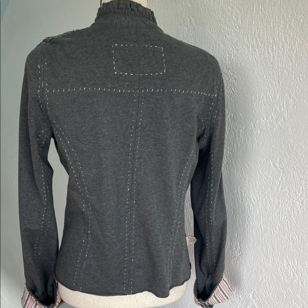 Free People Vintage Victorian Reversible Boho Cotton hi Patch Jacket Rare Large - Picture 13 of 16